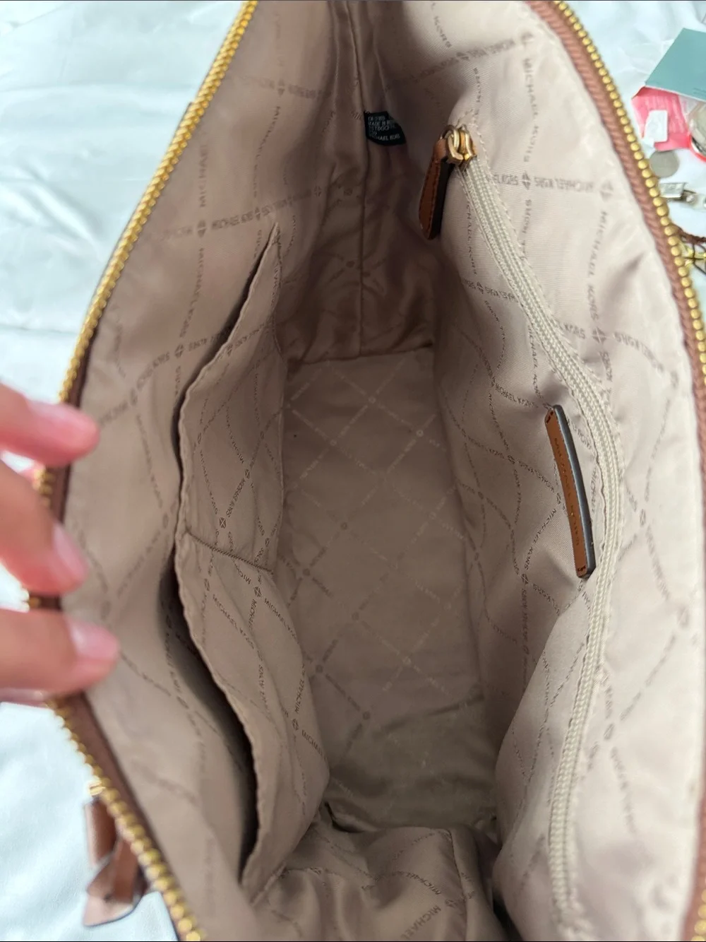 Michael Kors Brown Saffiano Leather Tote with Gold Accents